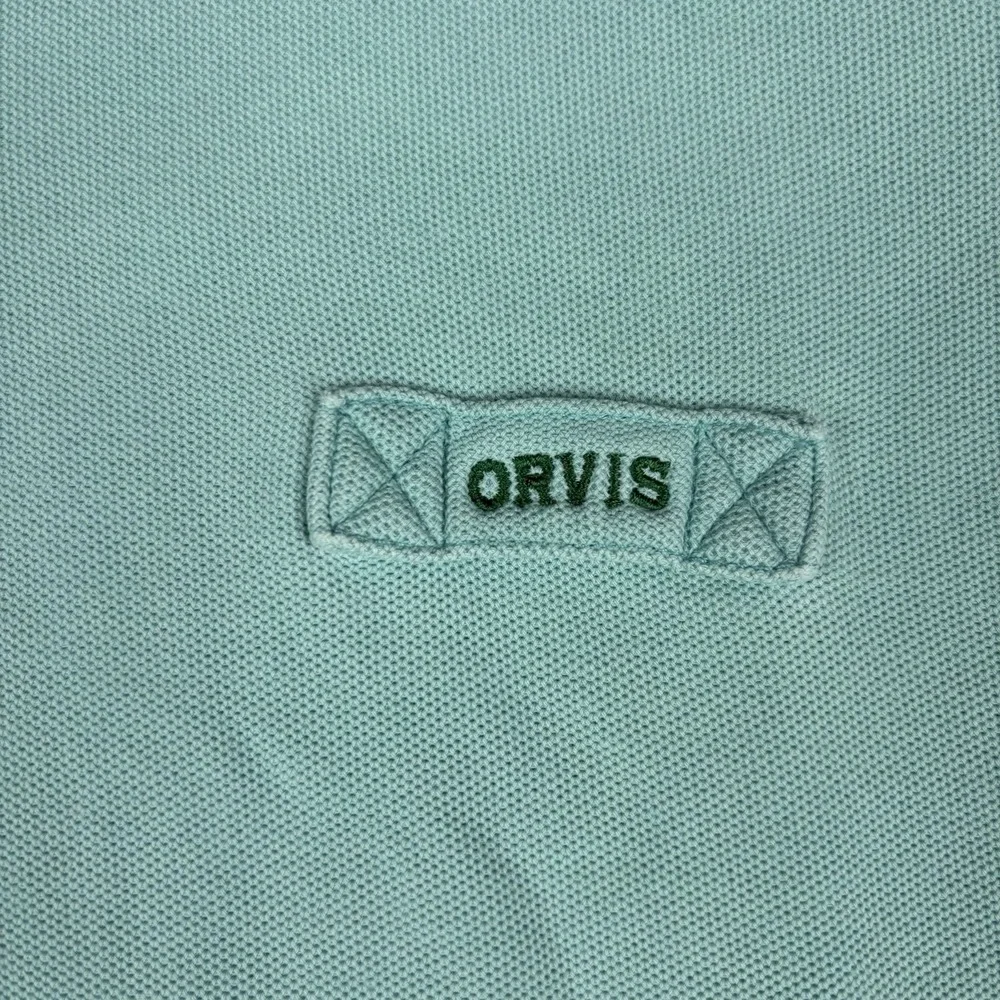 Orvis Polo Shirt Men's XXL Aqua Blue Fly Fishing Short Sleeve Cotton Tee Casuals